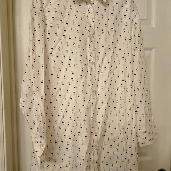 LOFT Cream Floral Print Pajama Shirt - Picture 1 of 6